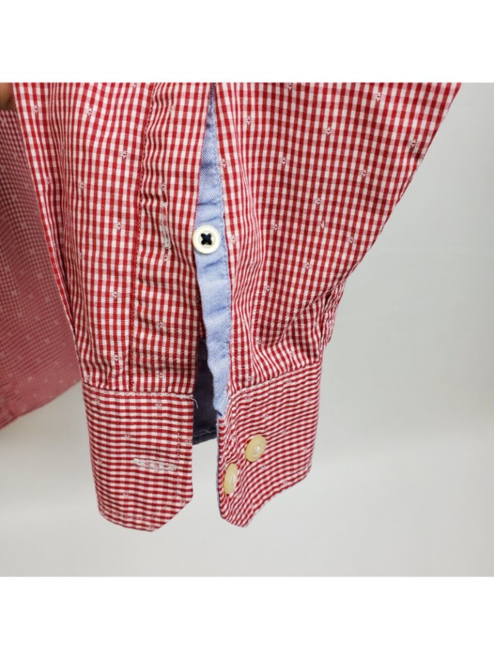 Banana Republic Shirt Men Camden Fit Casual Medium Red White Stripe 100% Cotton - Picture 4 of 6